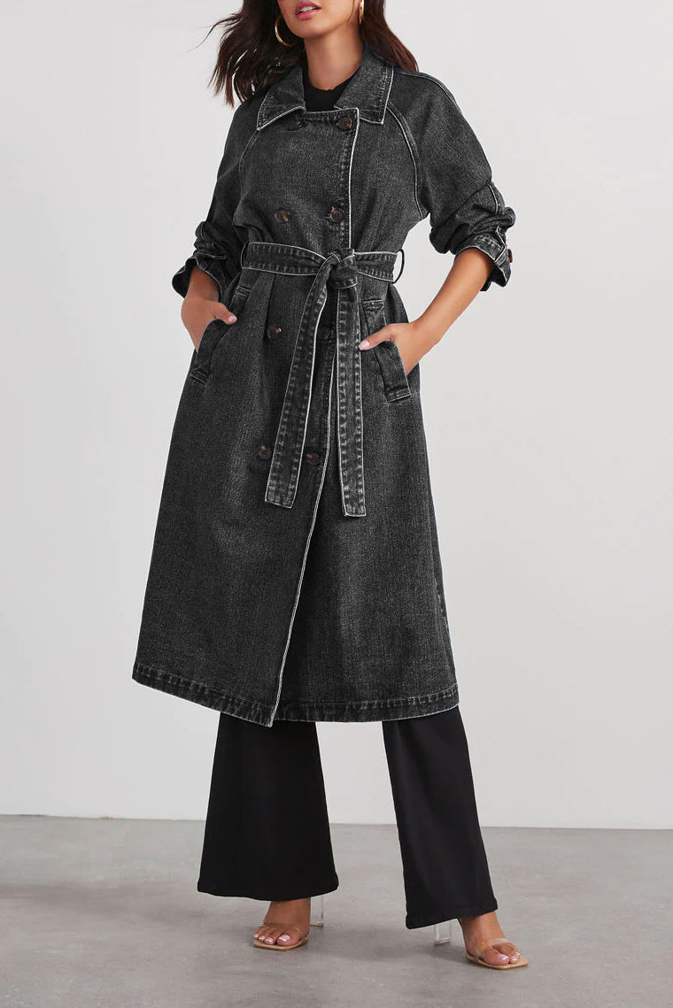 Denim Cotton Buckle Baggy Coat