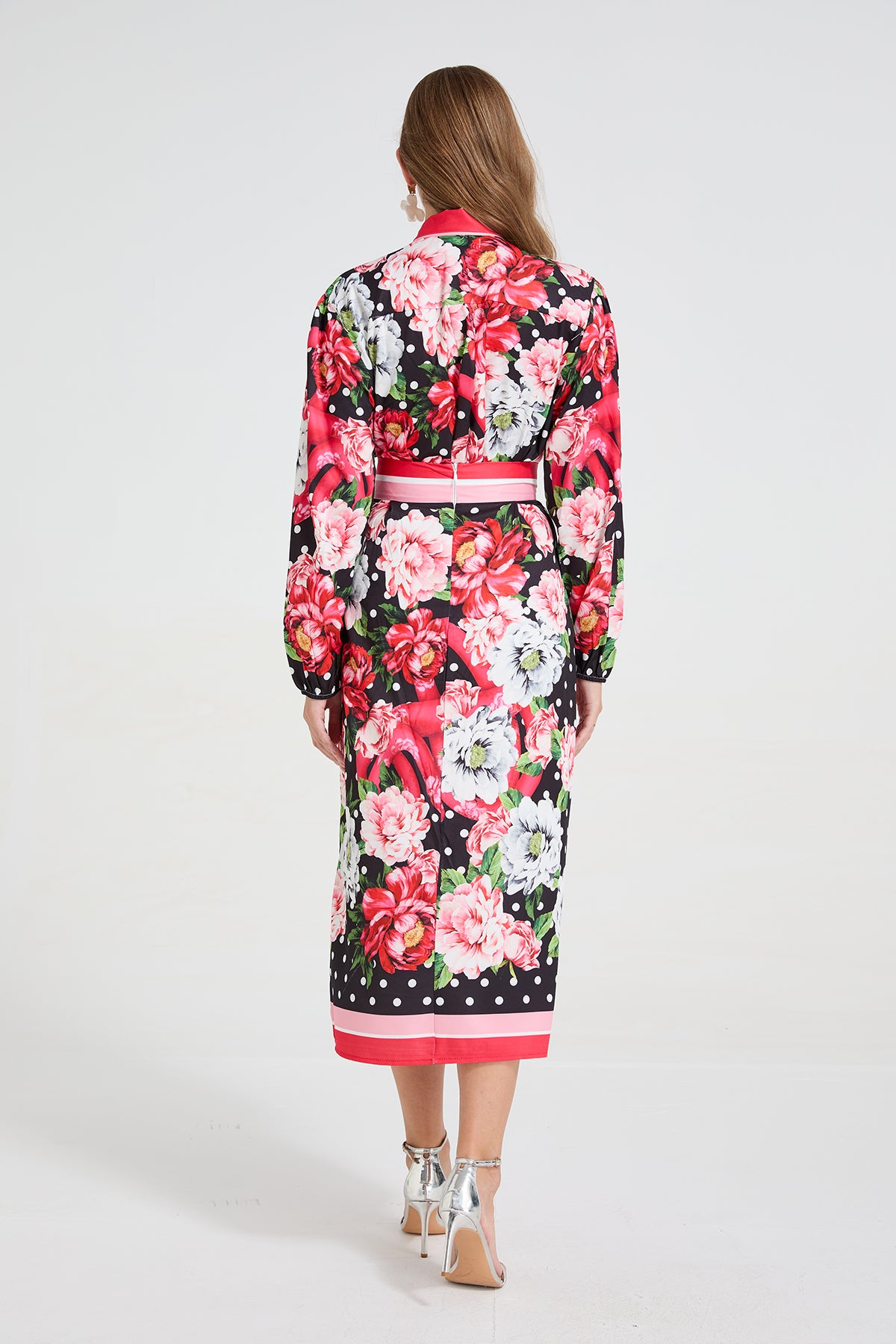 Polka Dot Shirt And Midi Skirt Set