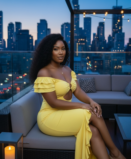 Off Shoulder Tube Top Hollow Cutout Slit Dress