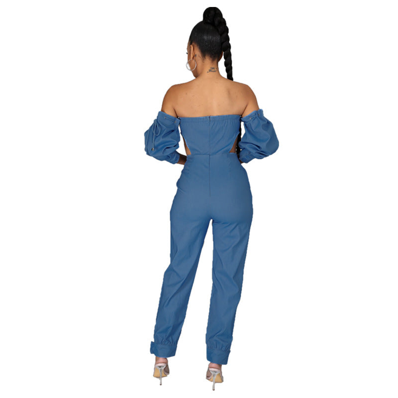 Denim Wear off-Shoulder Set
