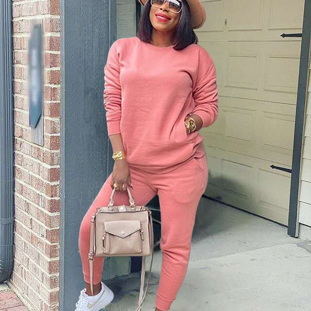 Solid Color Multicolor Street Two Piece Set