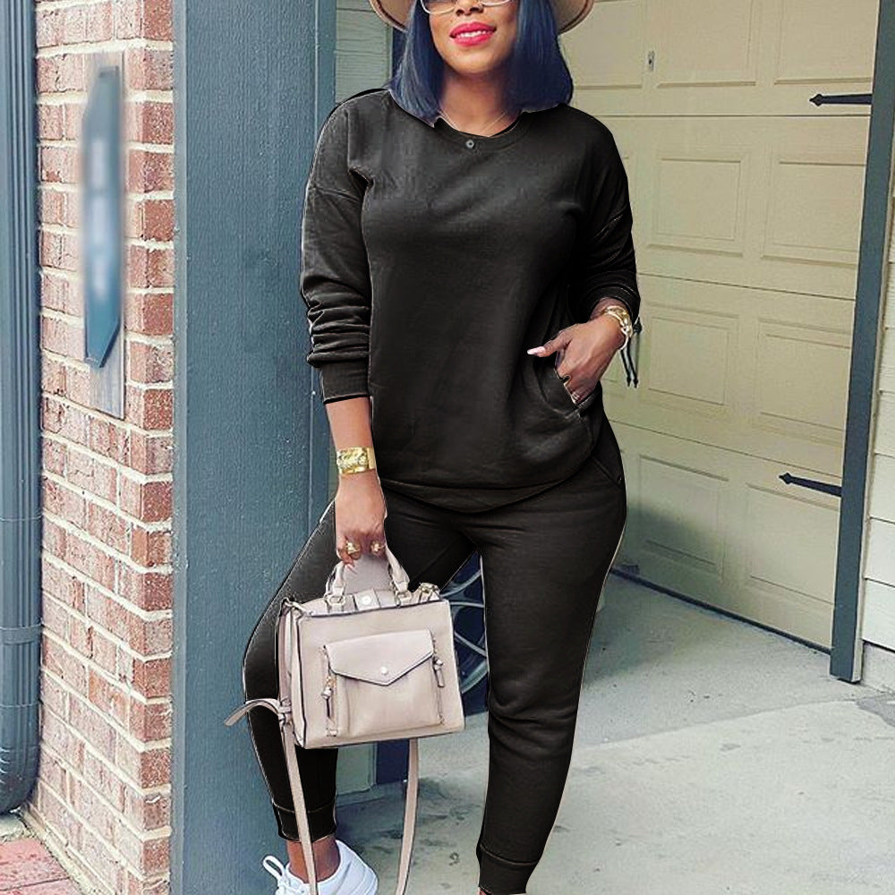 Solid Color Multicolor Street Two Piece Set