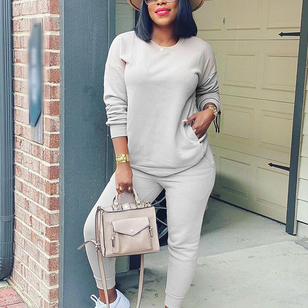 Solid Color Multicolor Street Two Piece Set