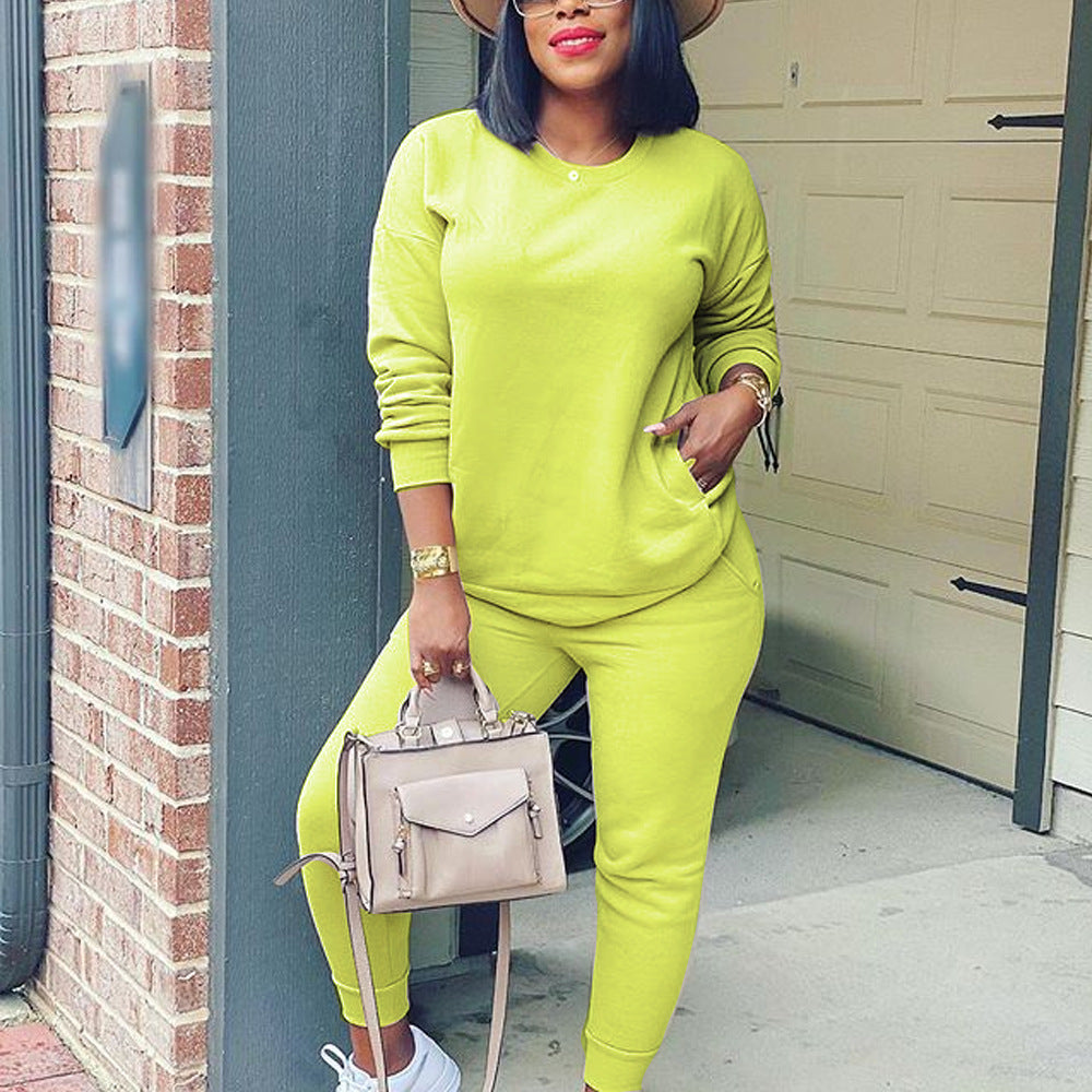 Solid Color Multicolor Street Two Piece Set