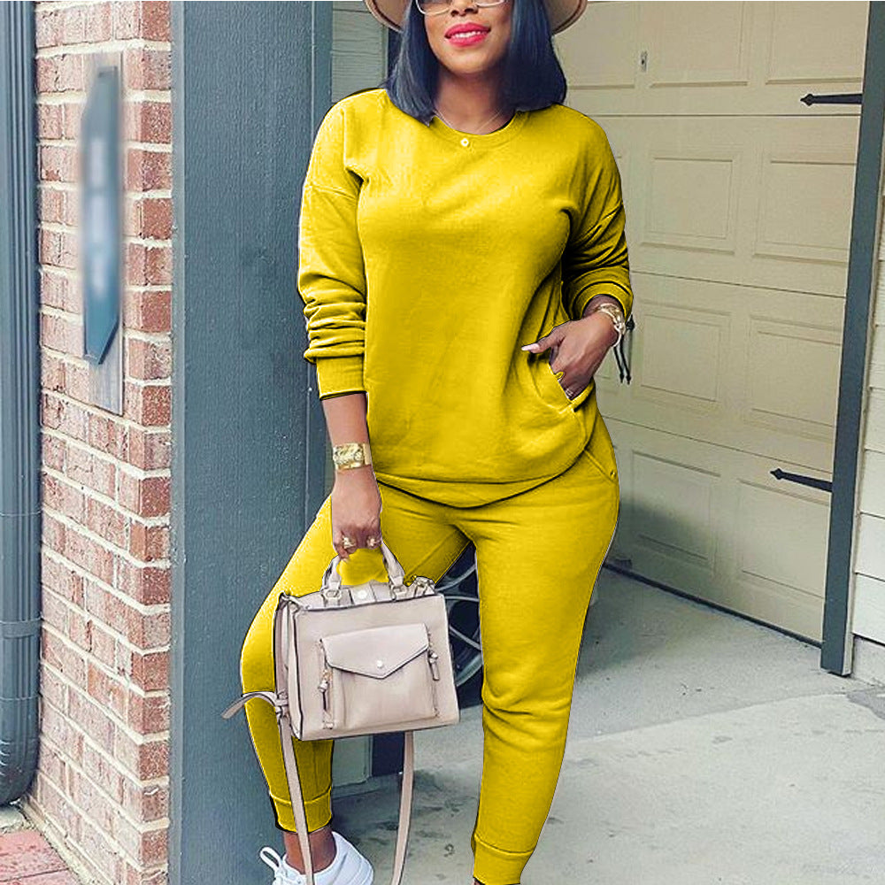 Solid Color Multicolor Street Two Piece Set