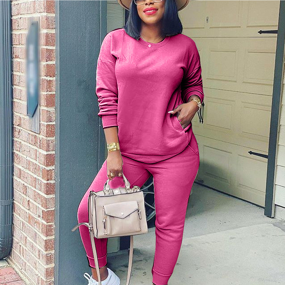 Solid Color Multicolor Street Two Piece Set