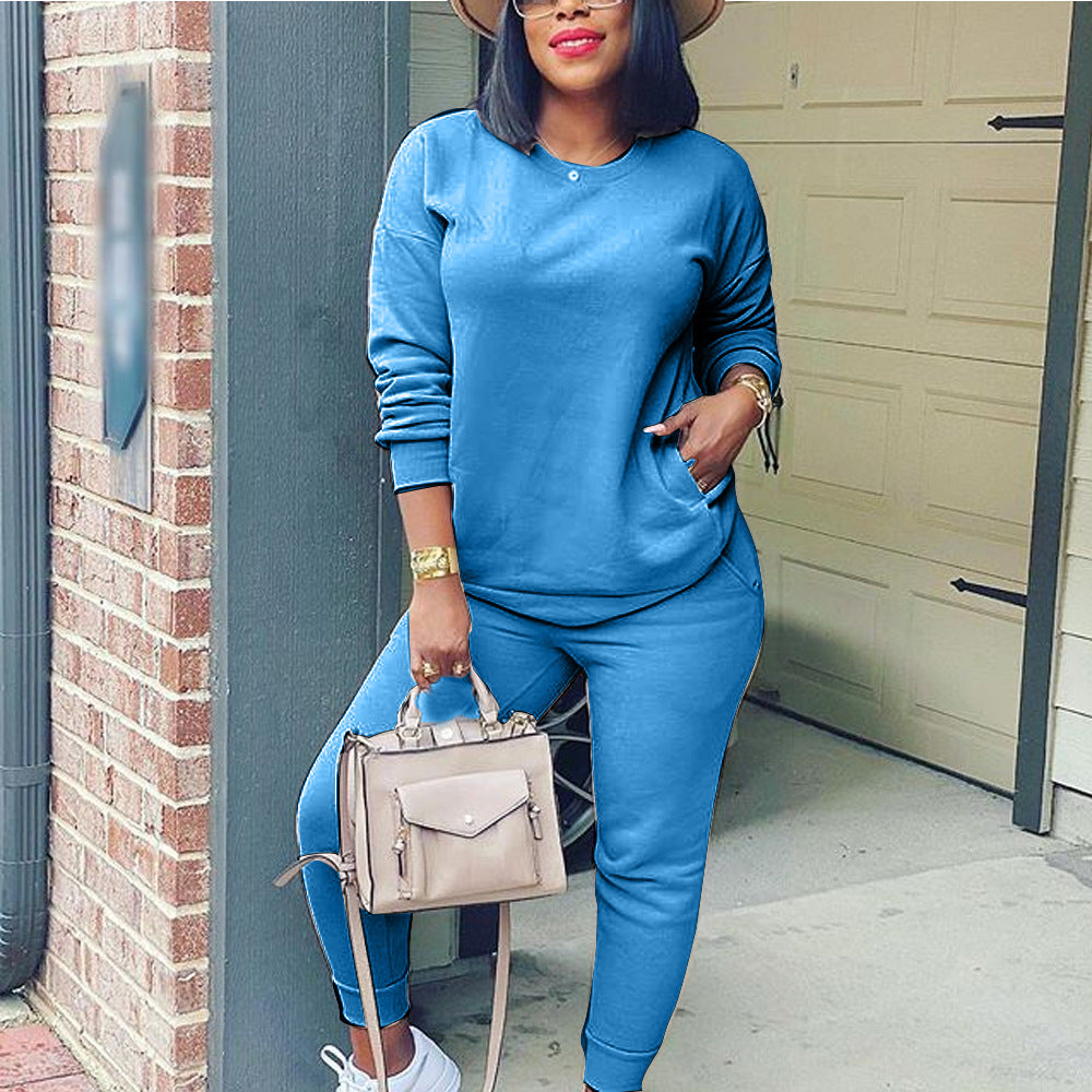 Solid Color Multicolor Street Two Piece Set