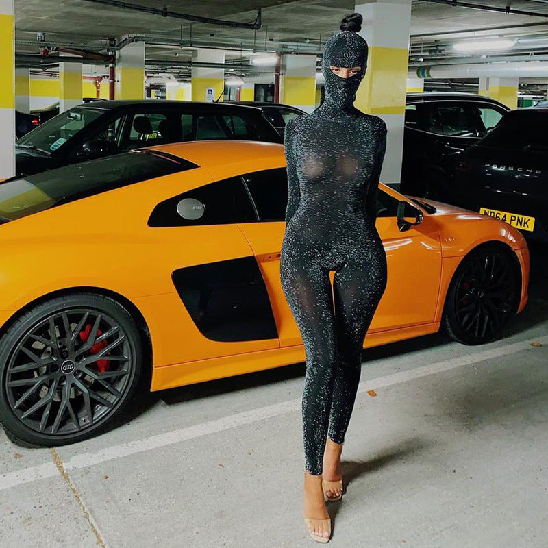 Long Sleeve Turtleneck Backless One-Piece Jumpsuit