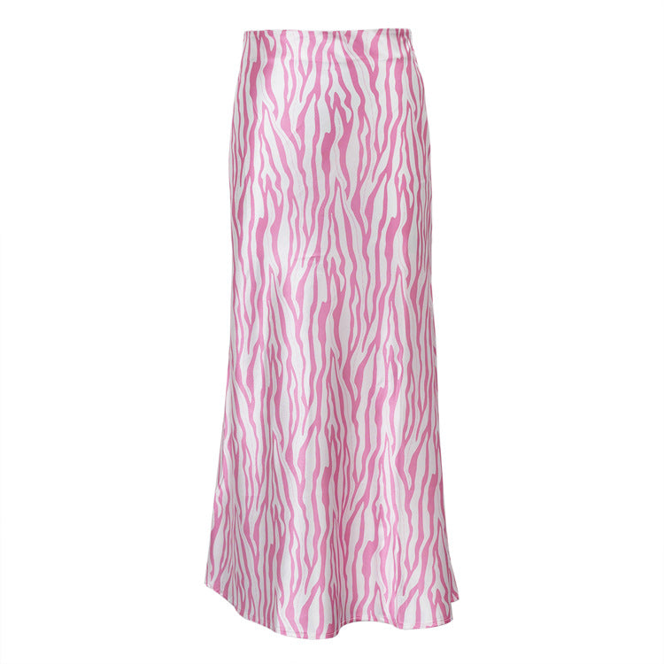 French Printed Mid Length Fishtail A line Skirt