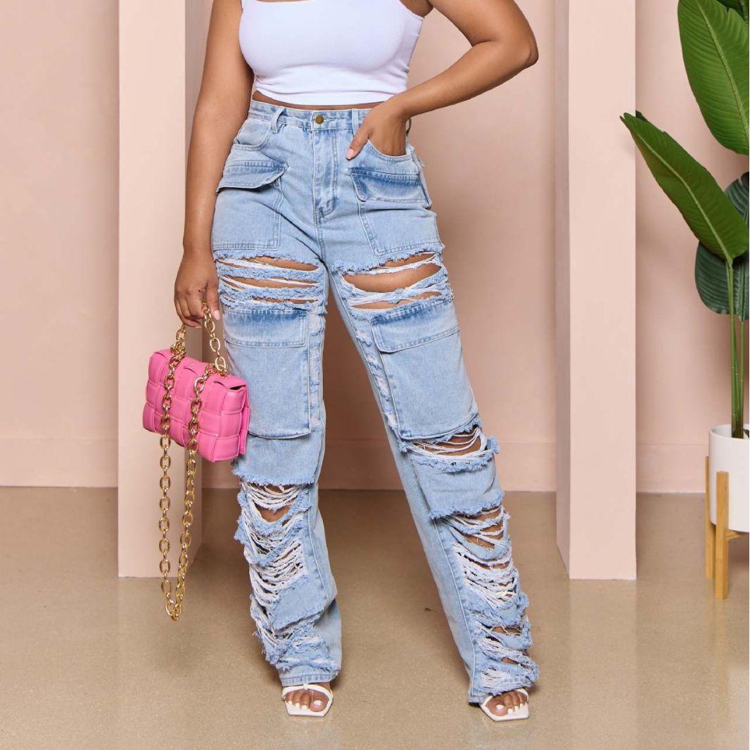 Ripped Washed Jeans