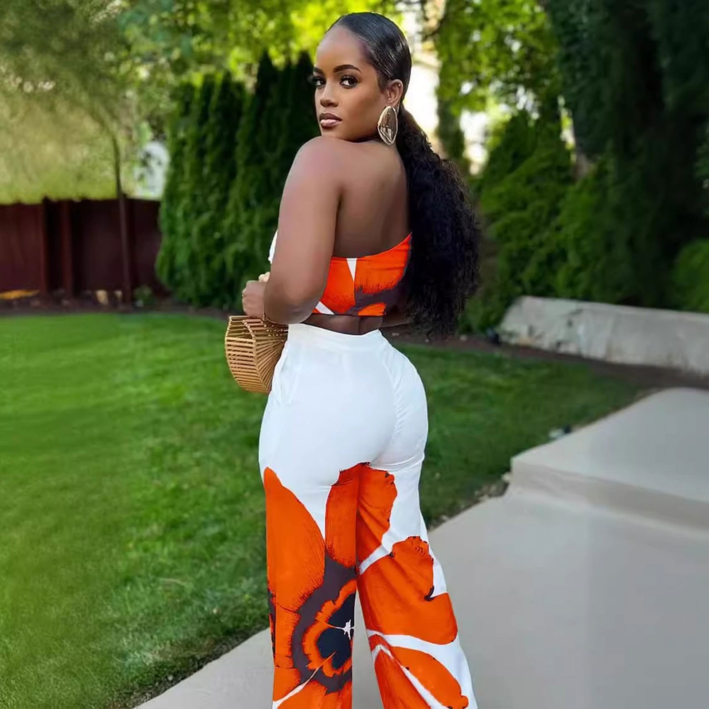 Slim Fit Wide Legged Pants Two Piece Set