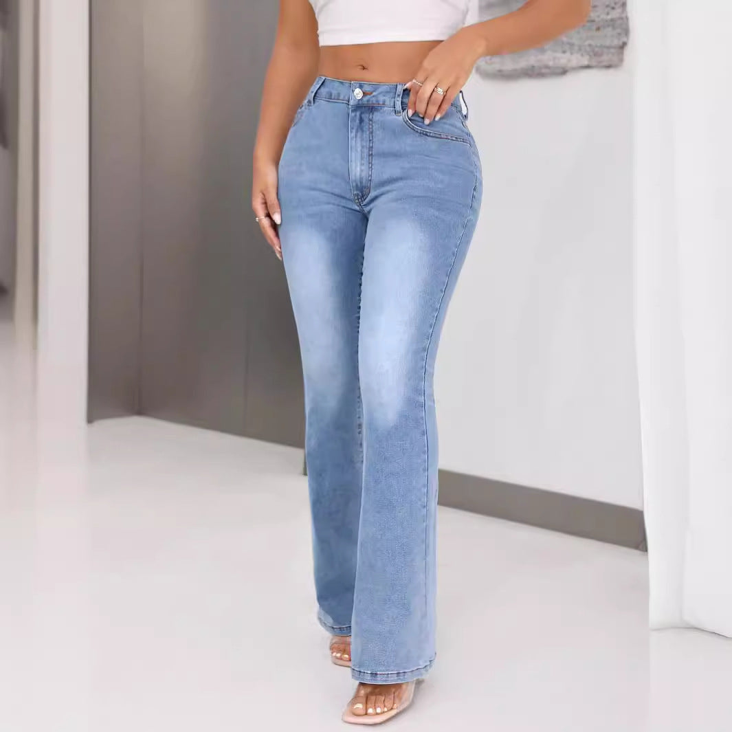 Straight Leg Slimming High Elastic Jeans