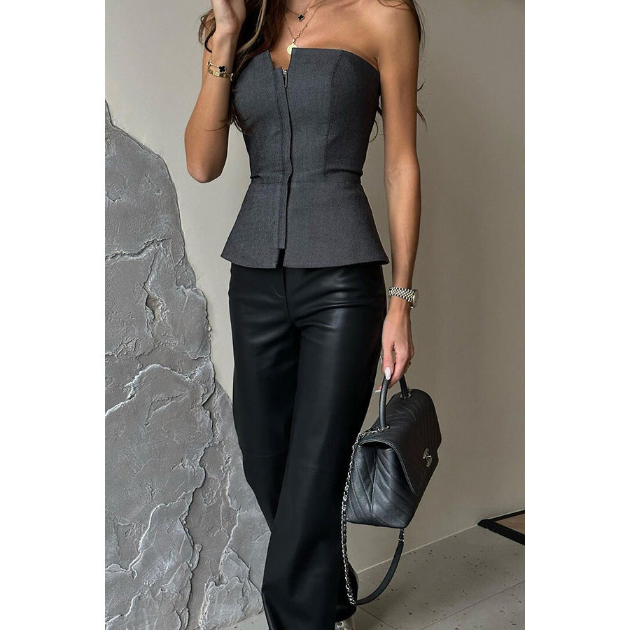 Multi Color Zipper Tube Top