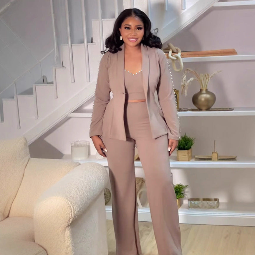Pearl Collared Three Piece Suit