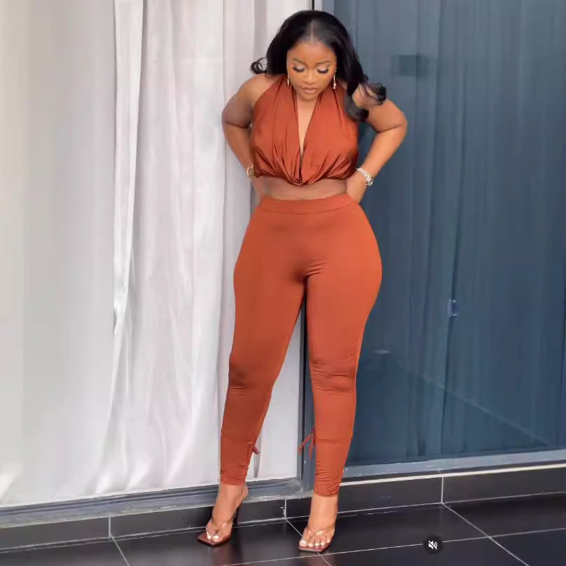 Halter Backless Two Piece Set