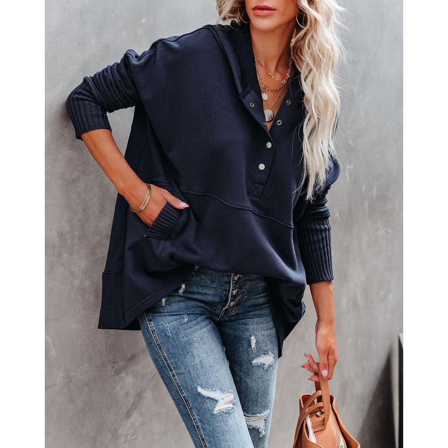 V-neck Hooded Multi-Color Sweatshirt