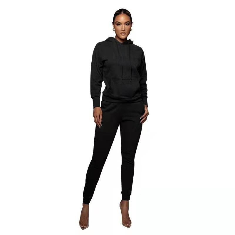 Pullover Pocket Long Sleeve Sweater Set