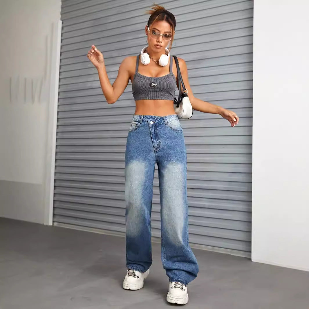 Wide Leg Slimming Straight Jeans