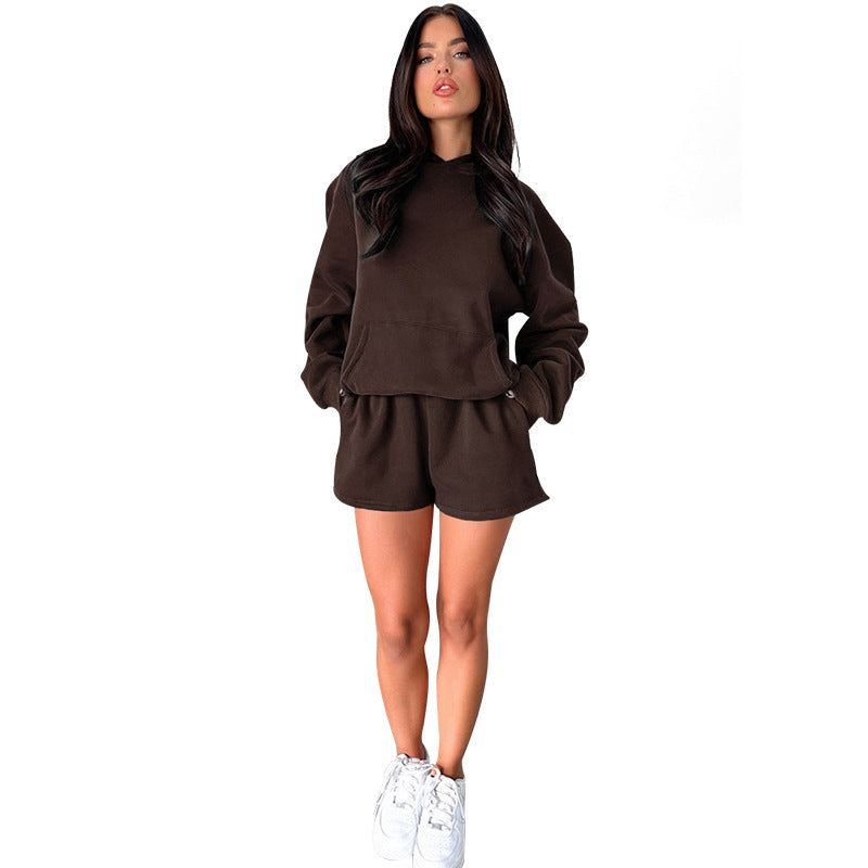 Long-Sleeved Hooded Shorts set