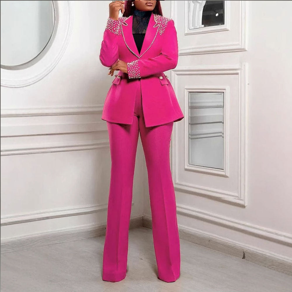 Pearls Long Sleeved Stretch Blazer Two Piece Set