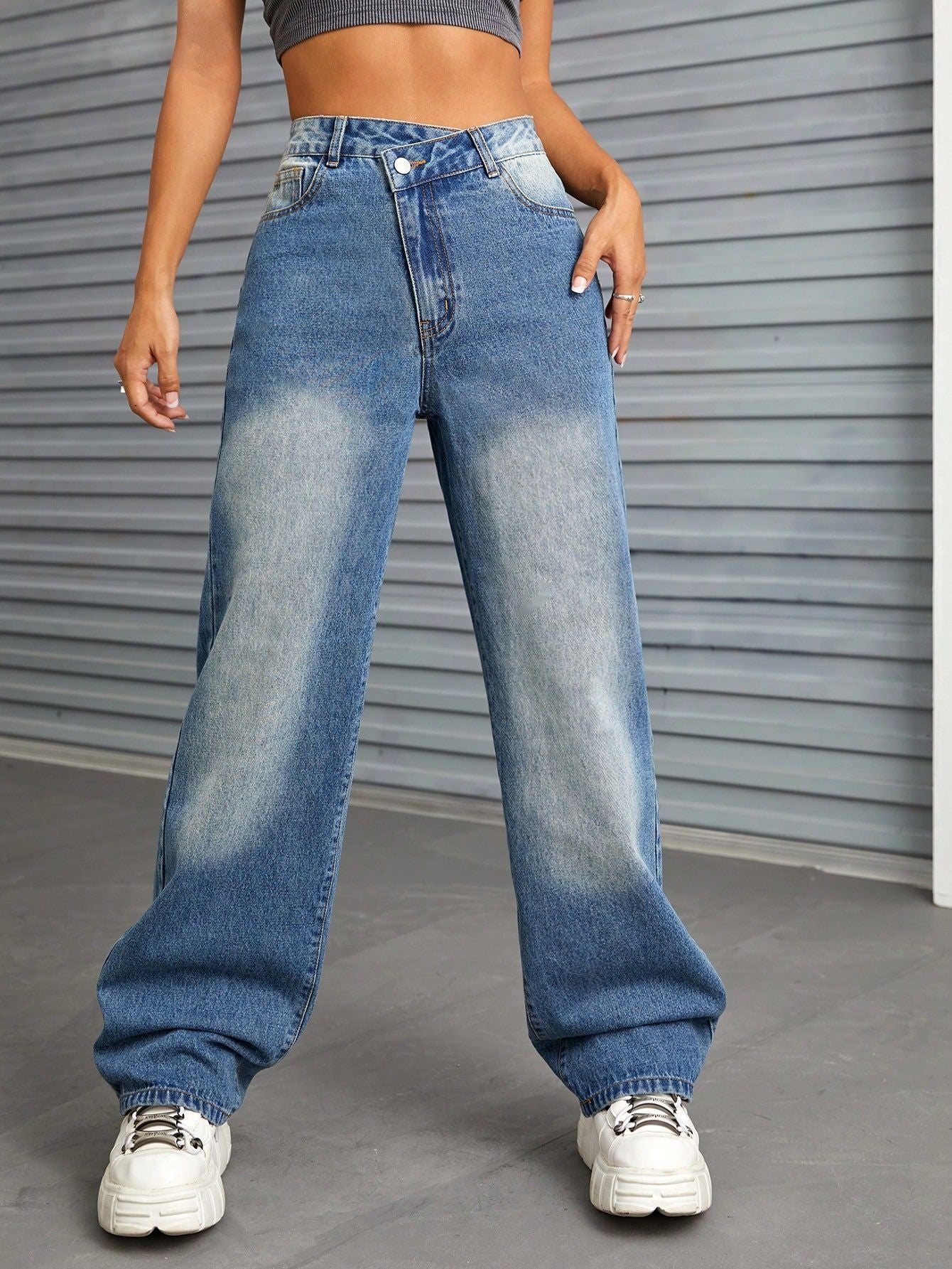 Wide Leg Slimming Straight Jeans