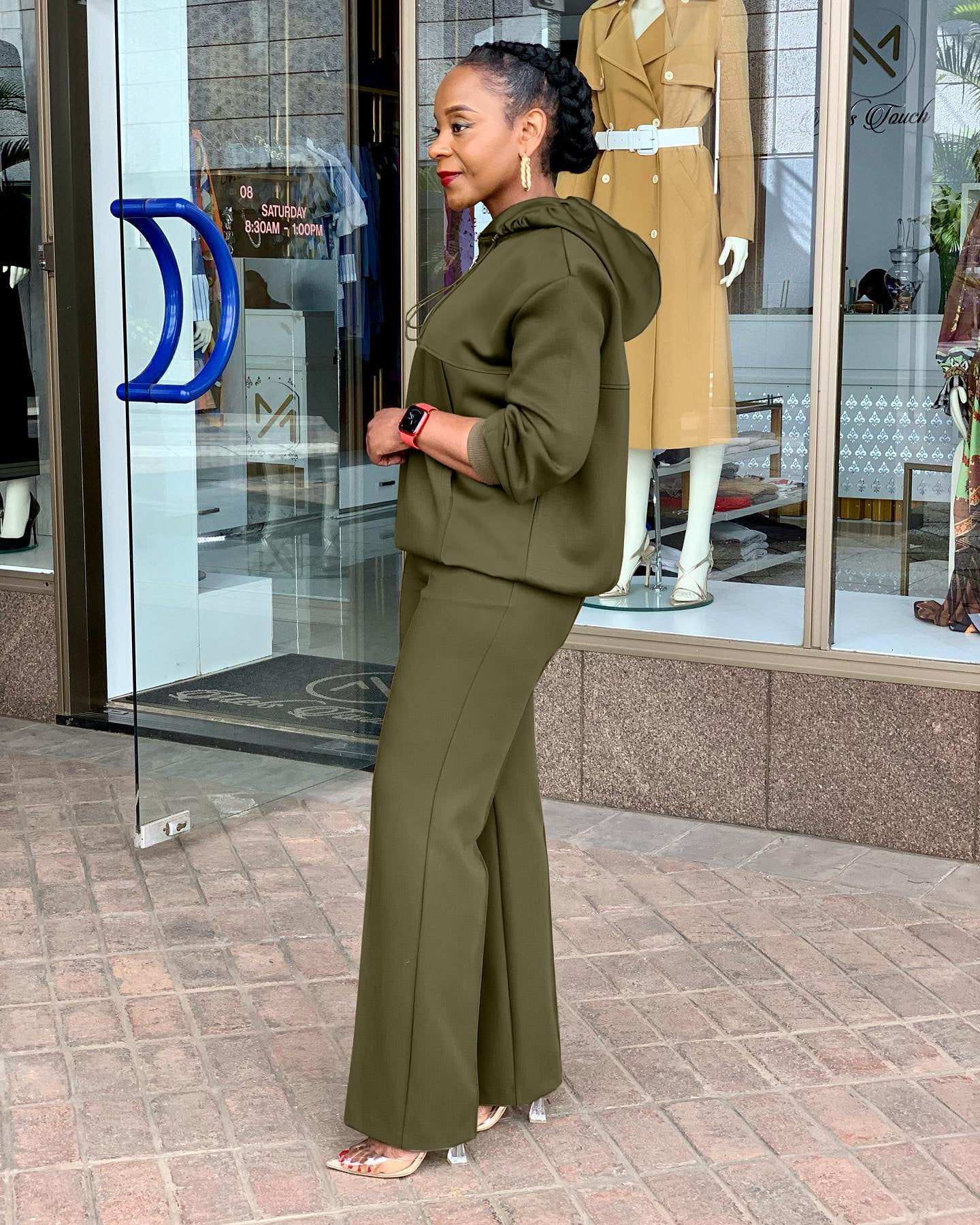 Loose Pockets Hooded Drawstring Set