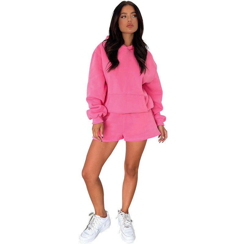 Long-Sleeved Hooded Shorts set