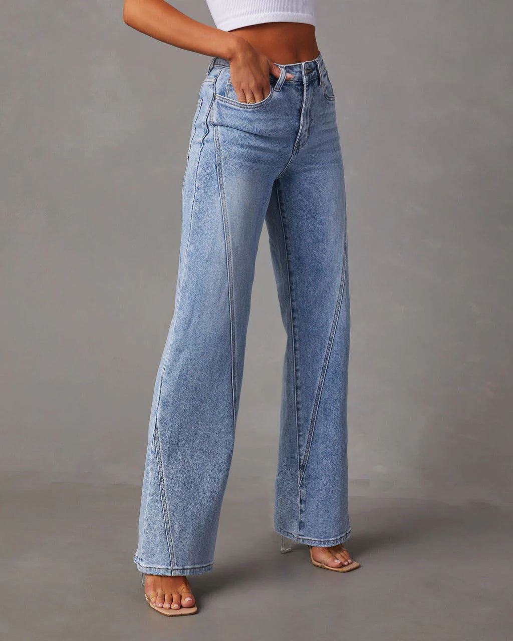 Loose Stitching Wide Leg Jeans