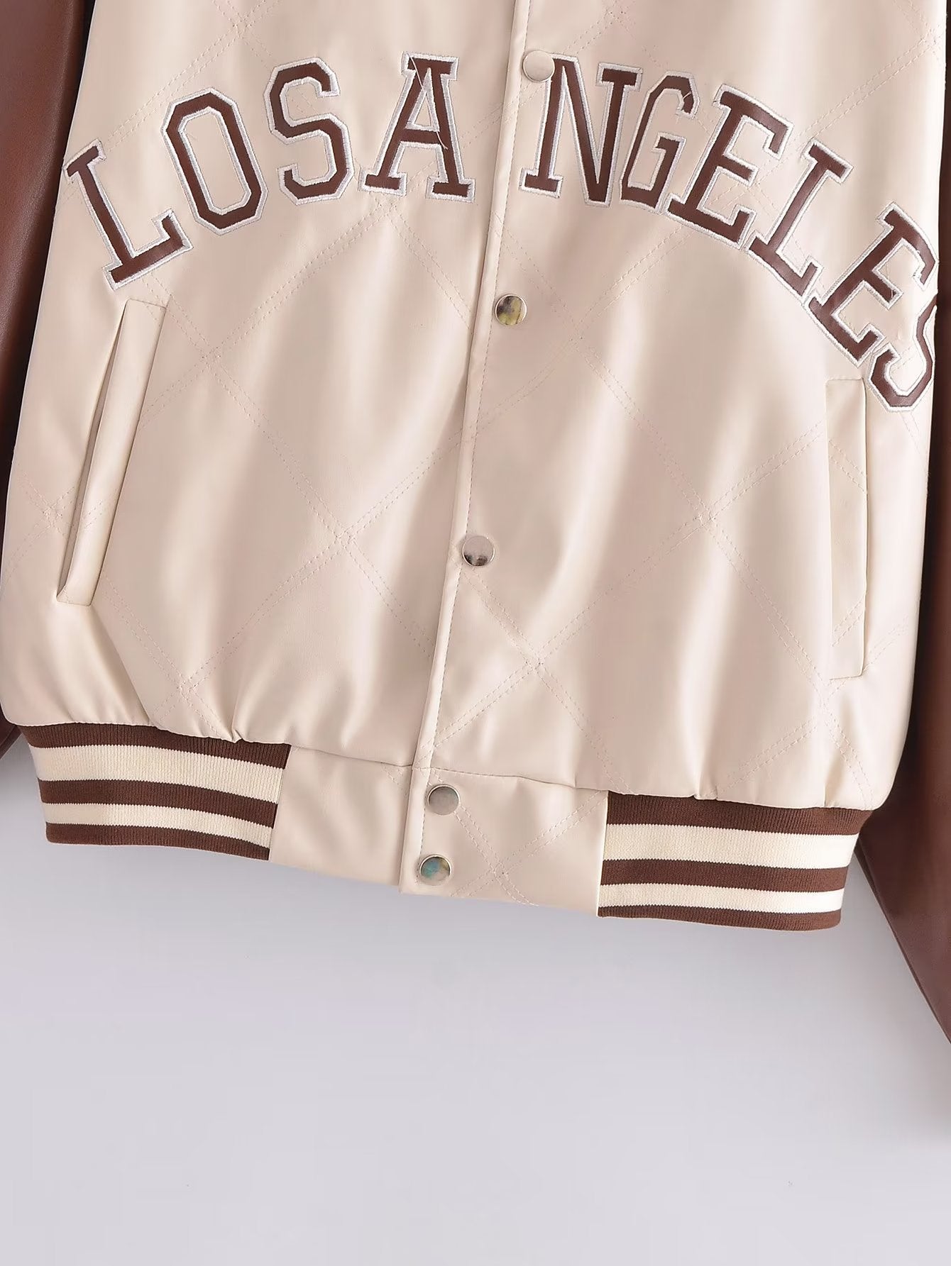 Faux Leather Embroidered Varsity Jacket