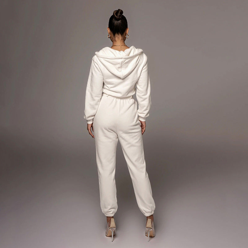 Long Sleeve Open Collar Jumpsuit