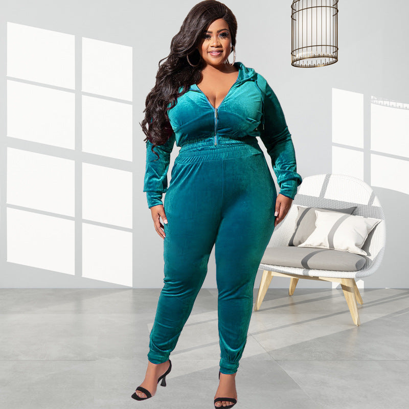 Velvet Slim Fit Two Piece Set
