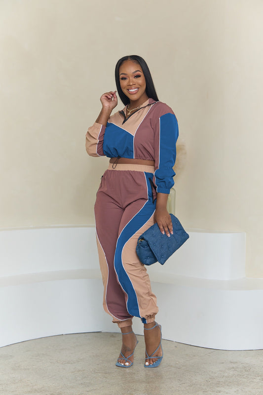 Two Piece Color Matching Long Sleeve Set