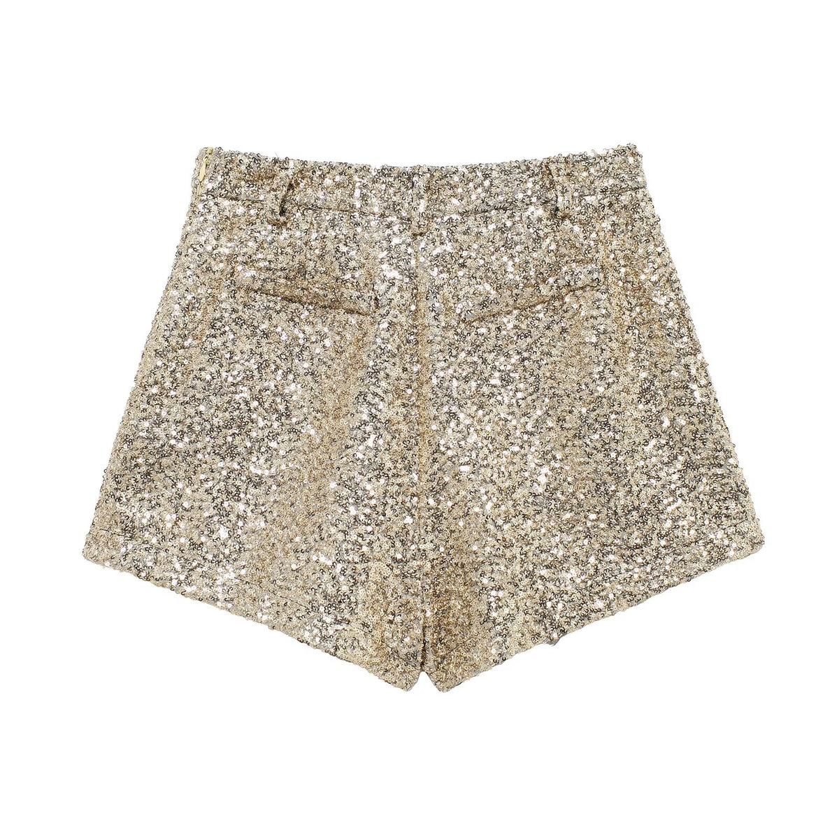 Sequin Mid Waist Casual Shorts