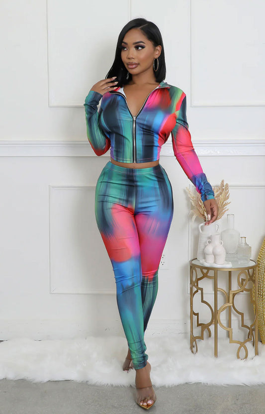 Printed Slim Fit Two Piece Set