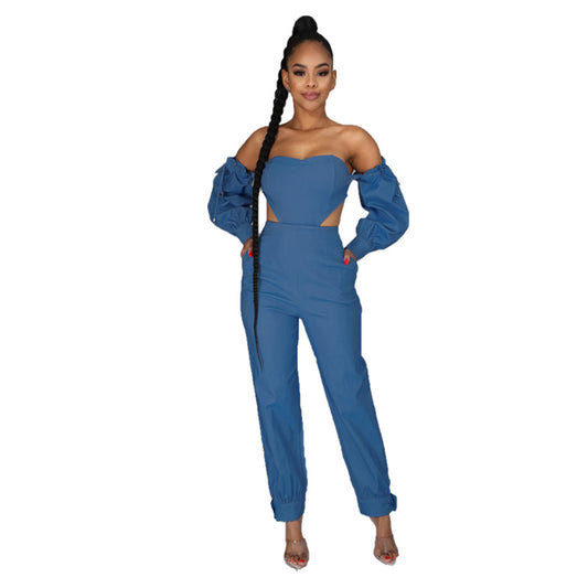 Denim Wear off-Shoulder Set