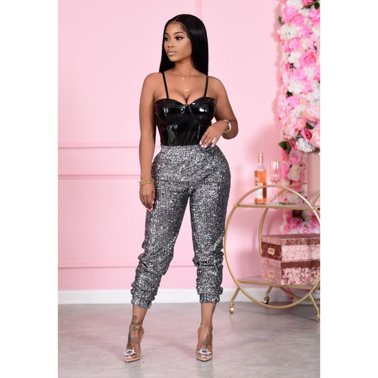 Sequined Casual Skinny Pants