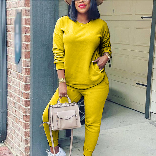 Solid Color Multicolor Street Two Piece Set