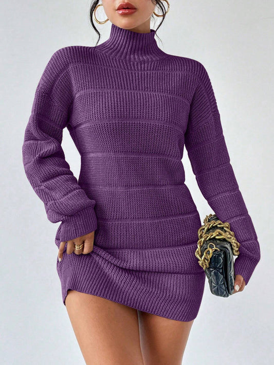Half Turtleneck Knitted Dress