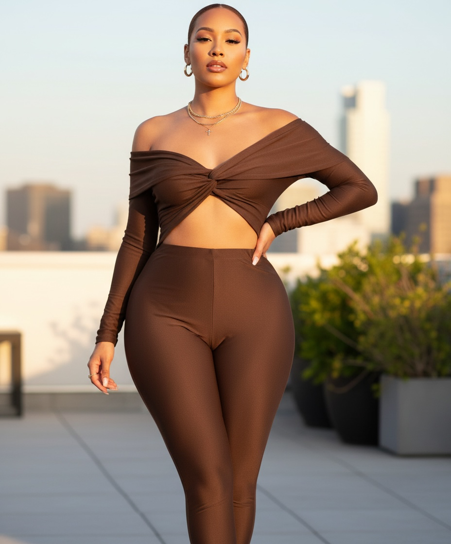 High Waist Long Sleeve Jumpsuit