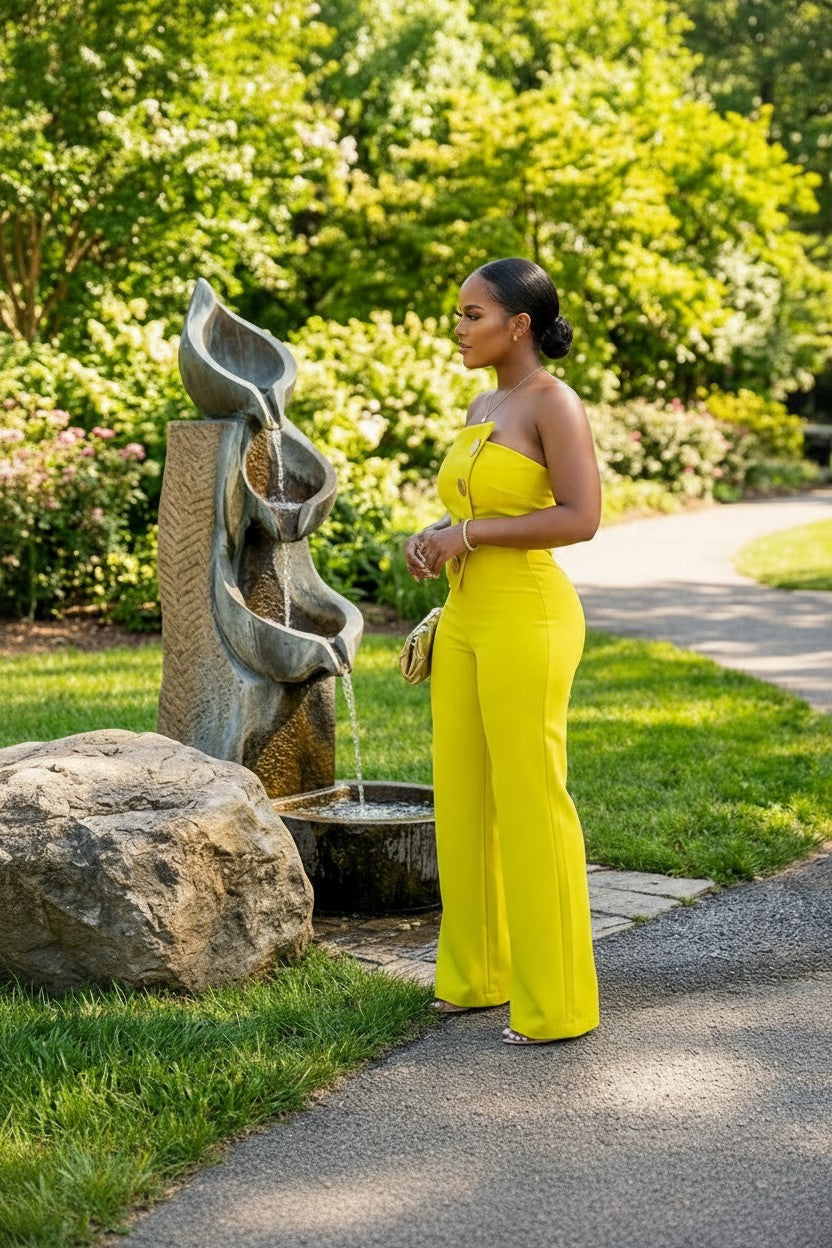 Sleeveless Tube Top Stretchy Wide Leg Jumpsuit