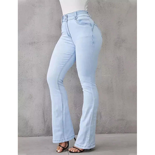 High Waist Hip Raise Slim Flared Jeans