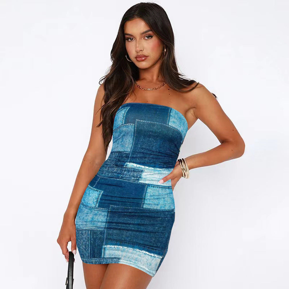 Printed Tube Top Dress