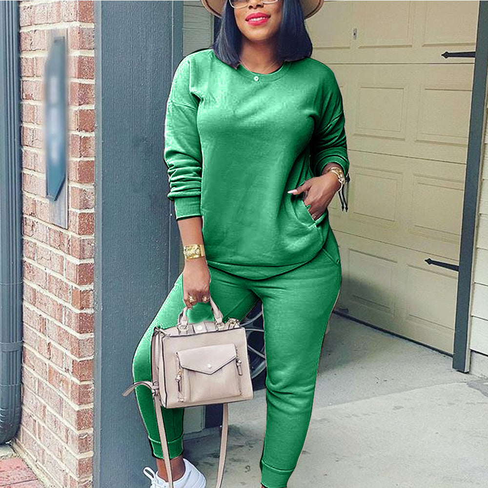 Solid Color Multicolor Street Two Piece Set