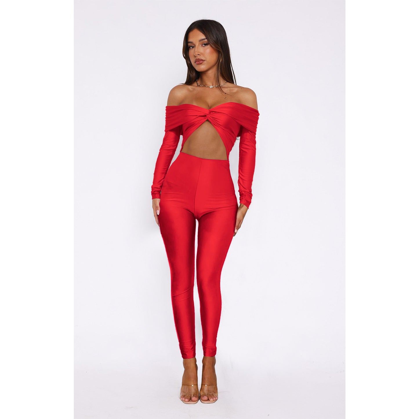 High Waist Long Sleeve Jumpsuit