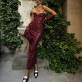 Elegant Faux Leather Tube Top Dress