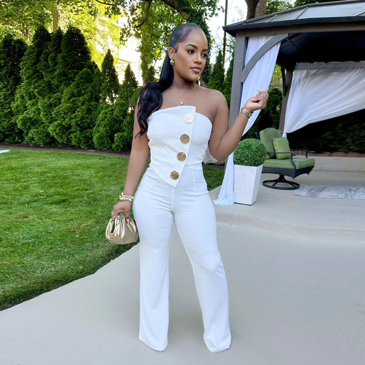 Sleeveless Tube Top Stretchy Wide Leg Jumpsuit