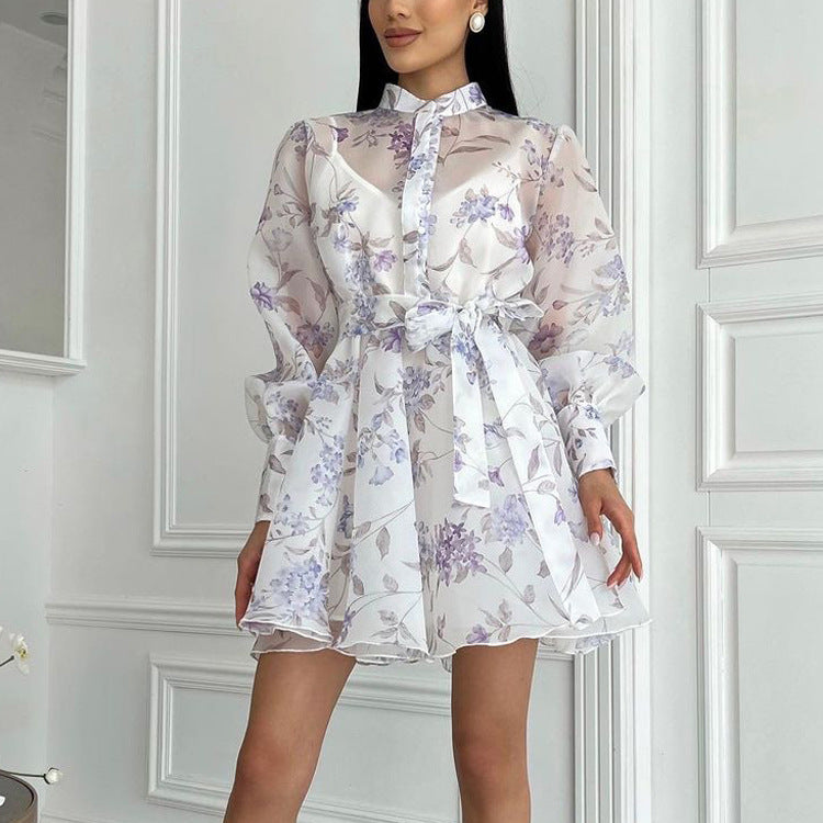 Elegant Lace Printed A line Cami Dress
