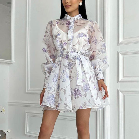 Elegant Lace Printed A line Cami Dress