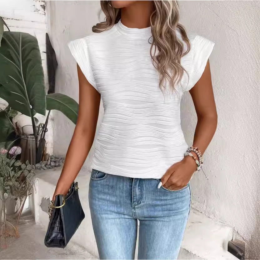 Turtleneck Water Ripple Blouse