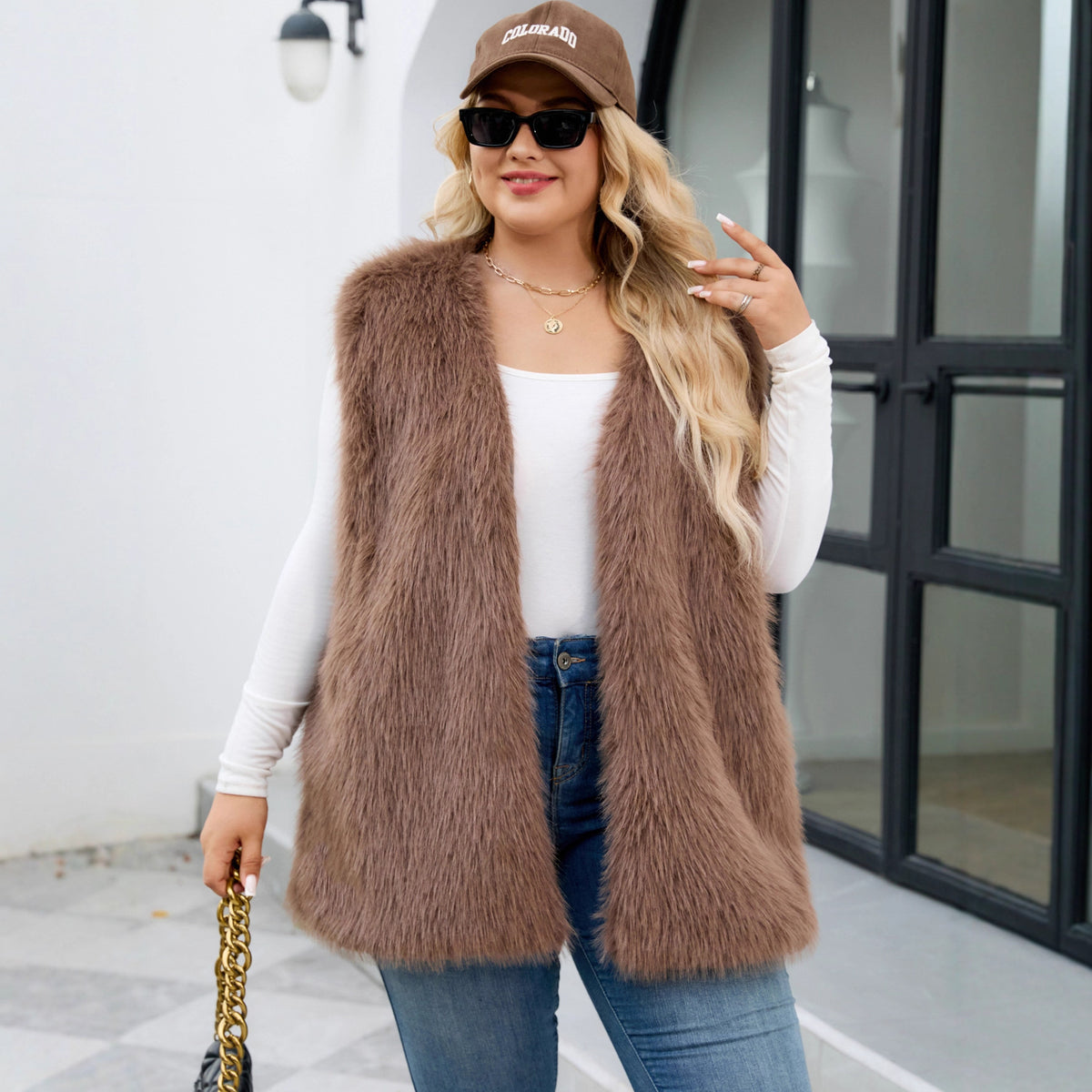 Faux Fur Sleeveless Vest